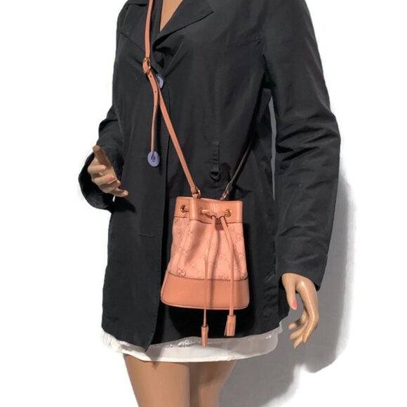 Authentic Gucci Ophidia GG Mini Bucket Bag Pink Canvas Crossbody - Brand New - Picture 15 of 16